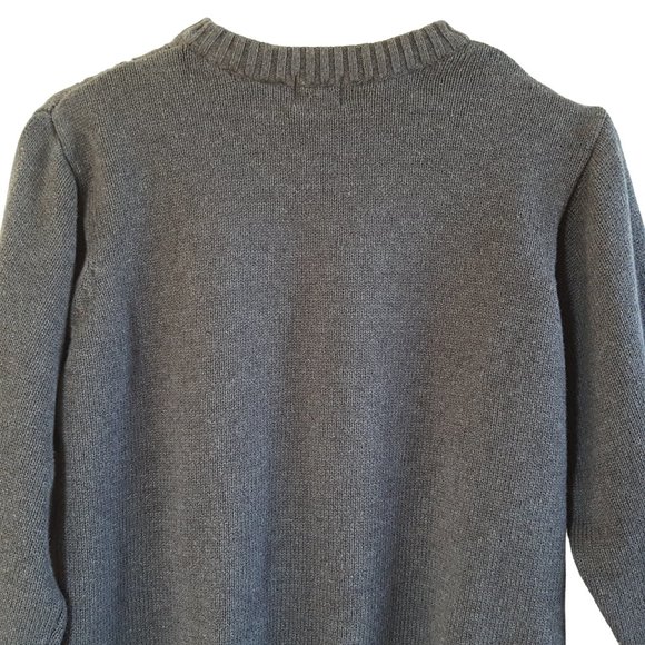 Haggar Men's Medium Gray Cable Knit Pullover Crewneck Sweater Long Sleeve Cotton - Picture 4 of 8